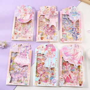 Hediye sargısı 4pcs/çanta Japon karikatür kızlar Die Cut Pet Stickers Scrapbooking için DIY PO Journal Telefon Vaka Su Geçirmez Labelgift Hediye