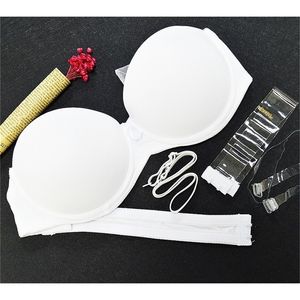 Yandw Sıcak Push Up Sütyen Beyaz Büyük Boyut Bralette İç Çamaşırı Kadınlar Yular Straplez Seksi Bh Düğün A B C D E F 70 75 80 85 90 95 LJ200822