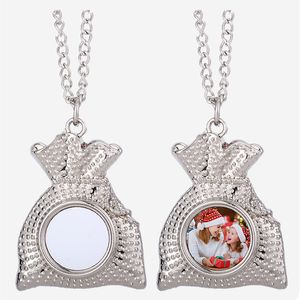 Moda diy Noel çantası süblimasyon boş erkek kolye gümüş kolye tasarımcı mücevher kadın erkek kadın pendnats kolyeler için zincir fotoğraf çerçeve kolye