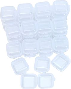 Menteşeli kapaklı mini kare saklama kapları kutusu boncuk takı için plastik şeffaf kutular