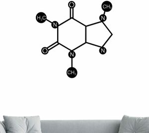 Молекула кофеина металлическая стена искусство | Большой молекул украшения для дома, общежития