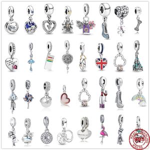 925 STERLING Gümüş Takılar Evimi Seviyorum Dungle Slaggle Charms Kolye Diy İnce Boncuklar Orijinal Fit Bilek Takı Yapma DIY Hediye