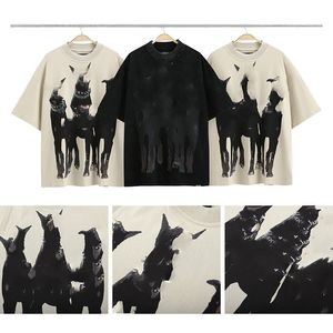 Maglietta Luxury T camisetas cães estampa de cachorro lavado com manga curta European American Tshirt Men's Summer Camise