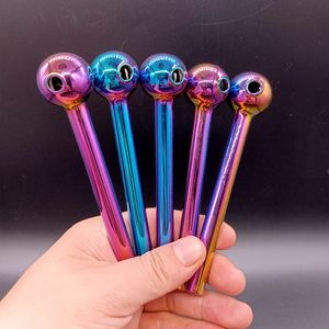 Titanyum Kaplama Renk Mini Cam Yağ Burun Boru Sanatı Sigara Su Boruları Pyrex Bubbler Su El Tütün