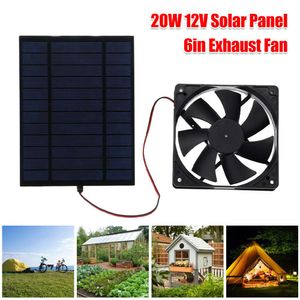 20W 12V Güneş Egzoz Fan Hava Extractor 6 inç Mini Ventilatör Güneş Paneli Powered Fan Köpek Tavuk Evi Serası RV