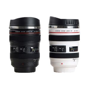 Paslanmaz Çelik Kamera EF24-105mm Kahve Lens Kupa Beyaz Siyah Kahve Kupaları Yaratıcı Hediye Kahve Kupaları Canecas Tazas Vaso Caf 210409