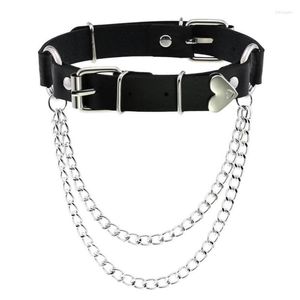 Chokers pu deri seksi kalp püskül zinciri asimetrik goth punk gotik cezalandırıcı kolye kadınlar hip hop esaret cosplay harajukuchokers sid