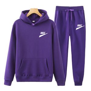 2022 Мужской капюшон костюм мужская спортивная одежда трексуиты бренда логотип печати мужчины две части наборы негабаритные фиолетовые уличные одежды с капюшоном S-3XL