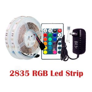 Şeritler RGB LED şerit ışıkları 5m 10m Dekor Ev Mutfak Bandı Işığı Neon Su Geçirmez Diyot Şerit DC12V Denetleyici Adaptör Setili