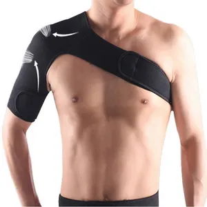 Adjustable Single Shoulder Support Back Brace Guard Strap Wrap Belt Band Pads Black Bandage for Men and Women