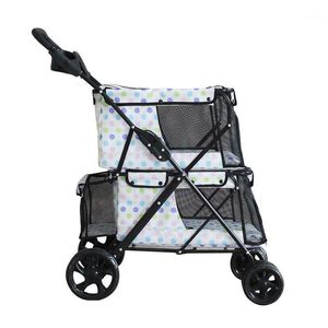Dog Apparel K-Star Portable Folding Double-Layer Pet Croller с крупной площадью четырехколесной двойной коляски распродажа на открытом воздухе.
