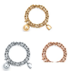Charm Bracelets tiff HardWear series rose the same styleany Co. Ball lock bracelete em forma de u embalagem original de camada dupla