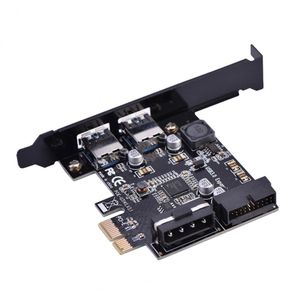High Speed 5Gbps 20Pin PCI-E Express to 2-Port USB 3.0 Expansion Card Adapter Internal 19Pin for Desktop Computer New