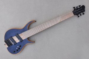 Factory Custom 6 Strings Electric Bass Guitar Maple Fingerboard Transparent Black Fanned Fret Flame Maple Veneer Offer Customized