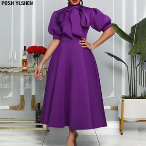 Uzun yaz elbisesi Afrika Elbiseler Kadınlar Için Zarif papyon Abaya Robe Longue Femme Rahat Vestidos Kısa Kollu Kıyafetler 220514