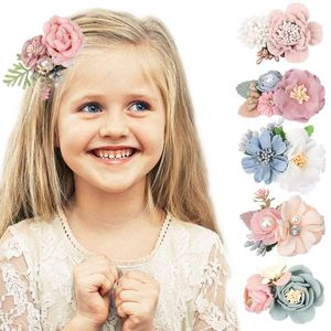 Acessórios para cabelos Chiffon Flower Baby Clips for Girls Princess Sweet Pins Sweet Criandadores Pografia da noiva