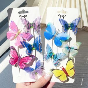 5pcs/set kadınlar renkli kelebek saç klipleri kızlar karikatür saç tokaları düğün fotoğrafçılığı moda şapka gelin saç aksesuarları