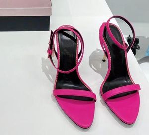 Sandálias de salto alto de temperatura de temperatura simples e elástica de pedra de lixo elástico de 10 cm com sapatos pontiagudos 35-41 femininos