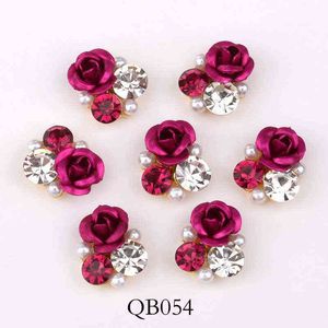 New 10pcs Bright Pearl Rhinestone Flower design Alloy Nail Art Decorations Glitter DIY 3D Nail Jewelry Pendant QB054-063 Y220408