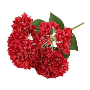 Dekoratif çiçek çelenk yapay kırmızı ipek ortanca buket düğün gelini tutmak ev oturma odası bahçe el çiçek aranjman dekor