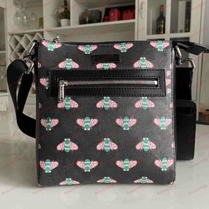 Модная роскошная подлинная кожаная сумка для мессенджера мужская и женская портфель Little Bee Cartoon Printing 681021 Uiebn 1058