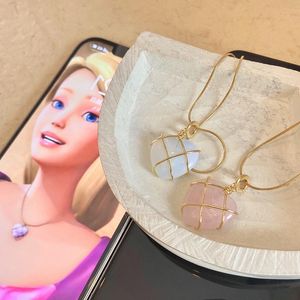 Kolye Kolyeler Trendi Opal Kalp Kolye Kadın Toz Elmas Kalesi Tay Moda Gül Kuvars Aşk Chokers Jewelrypendent