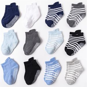 6 Pairs lot 0 to 5 Years Anti-slip Non Skid Ankle Socks With Grips For Baby Toddler Kids Boys Girls All Seasons Cotton Socks 220514
