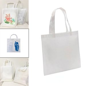 Weiße Sublimations-Einkaufstasche aus Vliesstoff, mit Hitzepresse bedruckbar, individuelle Einkaufstasche mit Griffen für DIY-Dekoration 0527