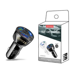 QC3.0 Car Charger 3 Port USB Universal Phone Charge Fast Charging In Car For Iphone 13 14 Pro Samsung Xiaomi