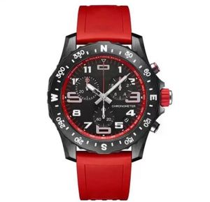 Роскошные мужские часы Япония Суперквартц Энтистрация Pro Chronograph 44 -миллиметровый ураган Avenger Baby Blue Rubber 1884 Men Watch Watch Hardex Glass