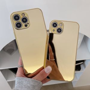 Lüks Altın Gümüş Kılıf Kaplama Elektroklokerasyon Bling Ayna Kamera Koruması Şok geçirmez Şeffaf İPhone 13 12 11 Pro Max Mini XR XS X 8 7 Plus