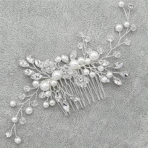 Cabeças de cabeceira de cabelos de cristal pérolas pentes de casamento jóias de jóias de noiva Decoração de peças de peças de shinestone peças de noiva