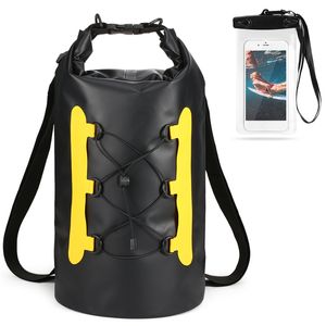 15L su geçirmez kuru torba ile telefon kasası yüzme rulosu üst çuval sırt çantası kayık tekne botu balıkçılık sörf rafting nehri 220713