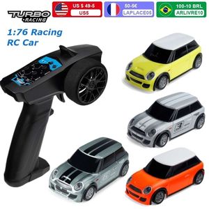 Turbo yarış 1/76 2.4g 3ch rc araba mini tam orantılı sürüklenme makinesi uzaktan kumanda aracı RTR model oyuncaklar çocuklar için 220429
