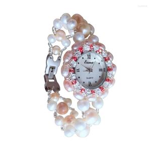 Pulseira de pulseira Bracelete de luxo Assista Feminino Nature Pearl Quartzwatch de pulso para meninas estudantes presentes de joalheriawristwatches hect22