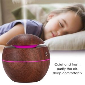 Wood Grain USB Air Humidifier Aroma Diffuser LED Night Light Electric Essential Oil Diffuser aromatherapy For Home Office 201009
