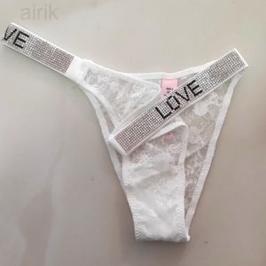 2023 Women's Panties Sexy Women Rhine stone Low Underwear See Through Lace Floral Lingerie High Cut Female Bikini Underpanty VS Tanga