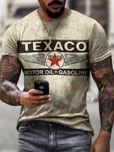 T-shirt da uomo Texaco Stampa digitale 3D T-shirt a maniche corte Uomo 2022 Summer Retro Industrial Wind Loose Traspirante Oversize O-nec