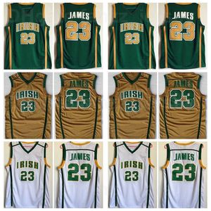 NCAA Lisesi LeBron James Irish St. Vincent Mary Forseys 23 Basketbol Nefes Alabilir Gömlek Spor Hayranları Saf Pamuk Takımı Colo Rgreen Kahverengi Beyaz İyi Kalite