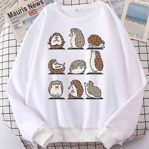 Hedgehog Йога Толстовки Kawaii Crewneck Толстовки Harajuku Корейская Мода Готическая одежда Негабаритный Унисекс