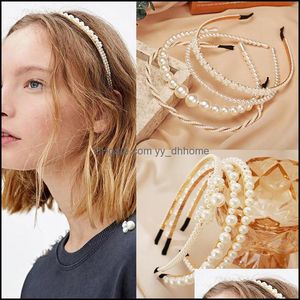 Head Bands Saç Takı Bohemian Büyük İnci Kafa Bandı Kadınlar için Kızlar Çember Vintage Mujer Saç Bandı Aksesuarları Kenilik Mix Styles Drop Teslimat