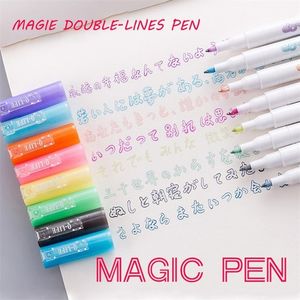 And Stal Double Lines Art Markers Pen Out Line Pen ScrapBooking Pens Mine Liner Marker Fineliner Callygraphy Beating Pen Color 210226
