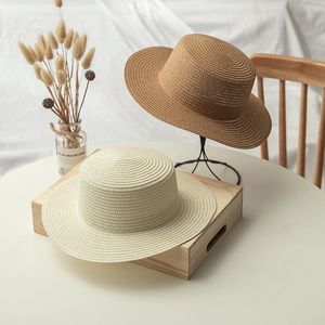 Geniş Memlu Şapkalar Yeni Sıradan Düz Üst Güneşlik Kağıt Saman Şapkası DIY DIŞ DÜZ Klasik Boater Hatwide