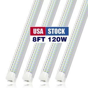 JESLED 8Ft Led Shop Lights ,8 feet Cooler Door Freezer Tube Lighting Fixture ,3 Row 130W 13000 lm ,D Shape Fluorescent Tubes Clear Cover Linkable