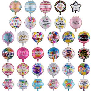 Toptan 18 inç Doğum Günü Balonları Parti Dekorasyonu 50pcs/Lot Alüminyum Folyo Balonlar Doğuş Günü Dekor Birçok Desen Karışık SN4533