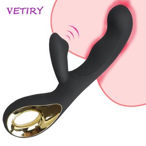 Vetiry Rabbit Vibrator G Spot Dual Vibration Dildo Женская влагалище Massager Sexy Toys for Women Silicone Waterpronation