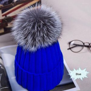 Büyük top kadın şapka kış 15cm kürk pom örgü bere kayak kapağı bobble saç katı kadın yetişkin bere/kafatası kapakları Eger22