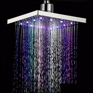 Şelale Led Duş Başlık Sıcaklık Sensörü 7 Renk Işık Değiştirilen Kare Tavan Yağışı Duş Başlığı Banyo Aksesuarları Damla Teslimat 202
