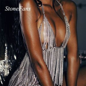 Stonefans uzun püskül sütyen zinciri iç çamaşırı kadınlar için üstte seksi kristal sütyen kolye gövde göğüs zincirleri bikini mücevherleri t200508