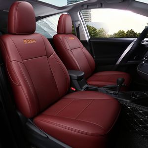 Custom Fit Car Seat Cover for Toyota RAV4 13 14 15 1617 18 Premium with Waterproof Faux Leather Wine red Full Set Cushion